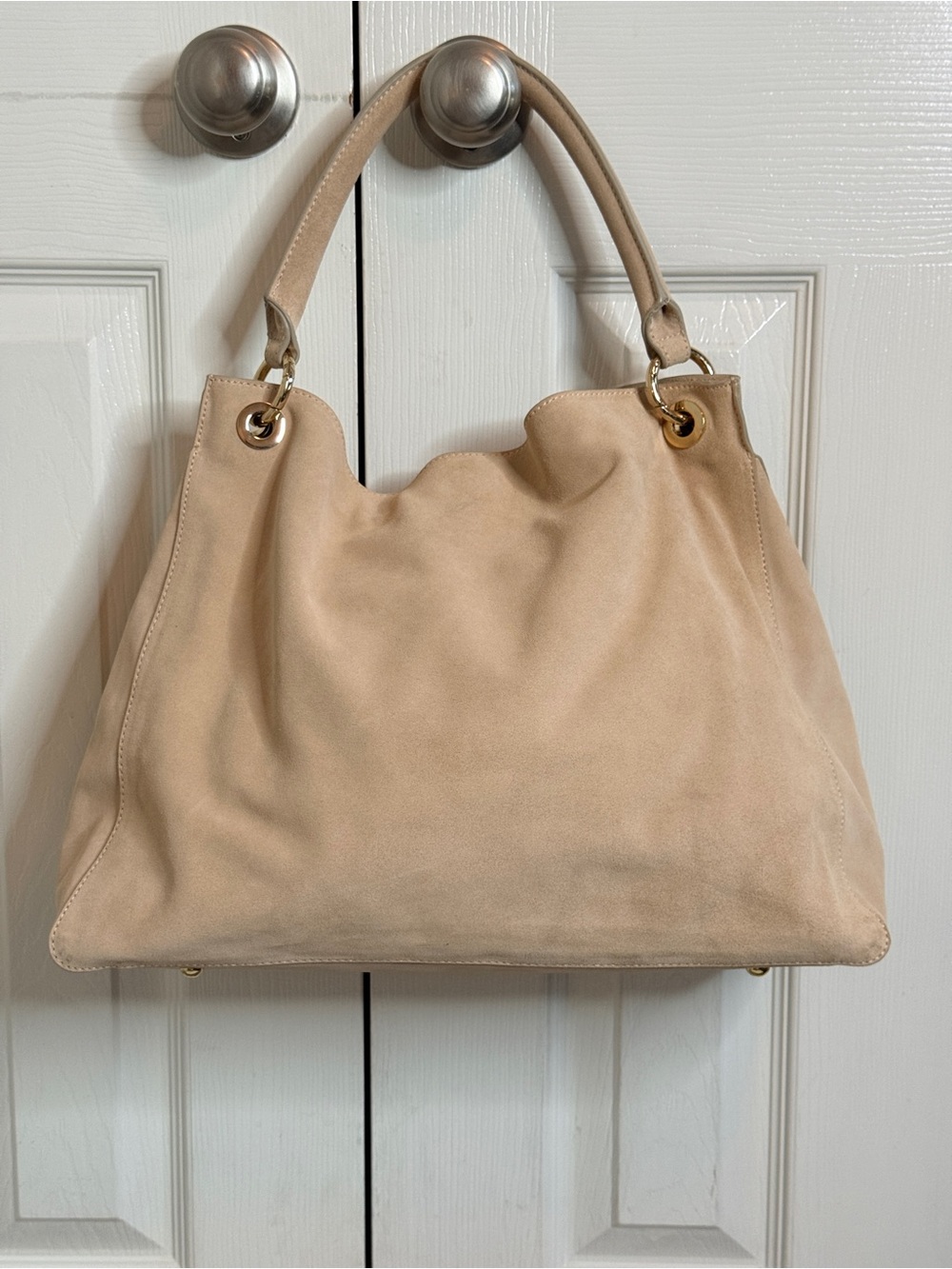 Mark & Graham Beige Suede Slouchy Hobo Shoulder Bag Tote